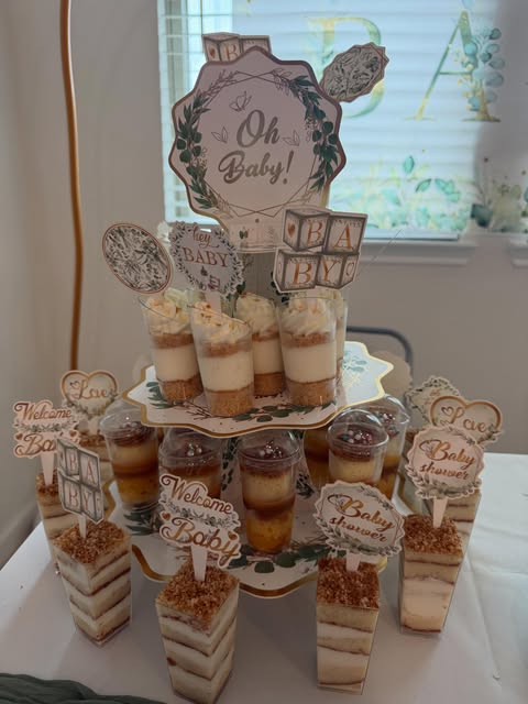 Mesa de postres para baby shower